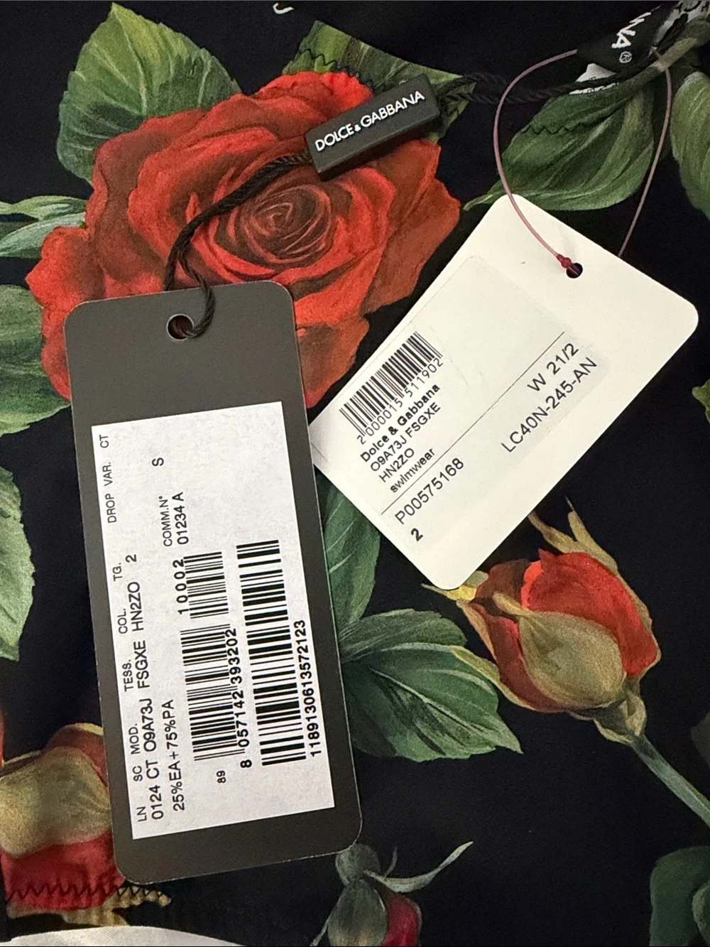 Dolce & Gabbana Black One-Piece Swimsuit with Red Rose Print - Picture 3 of 3